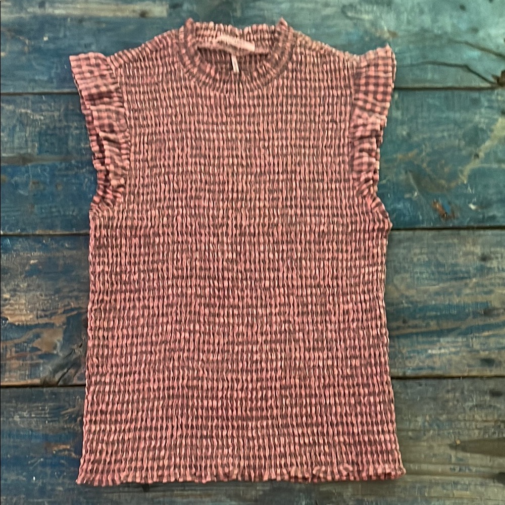 Scotch & Soda Pink Smocked Ruffled Blouse